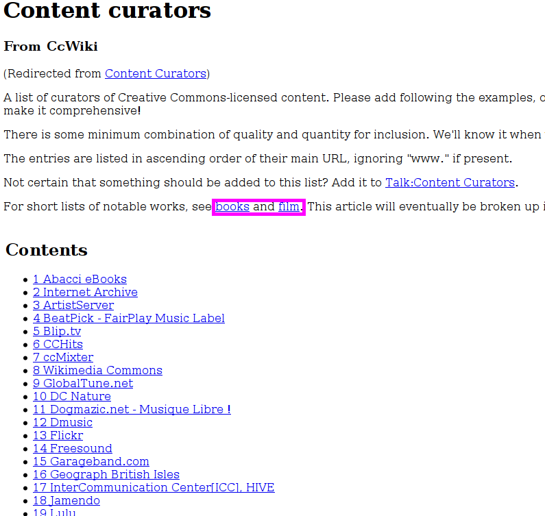 Single page content curators